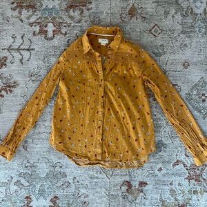 Maeve by Anthropologie Yellow Floral Blouse Size US 6